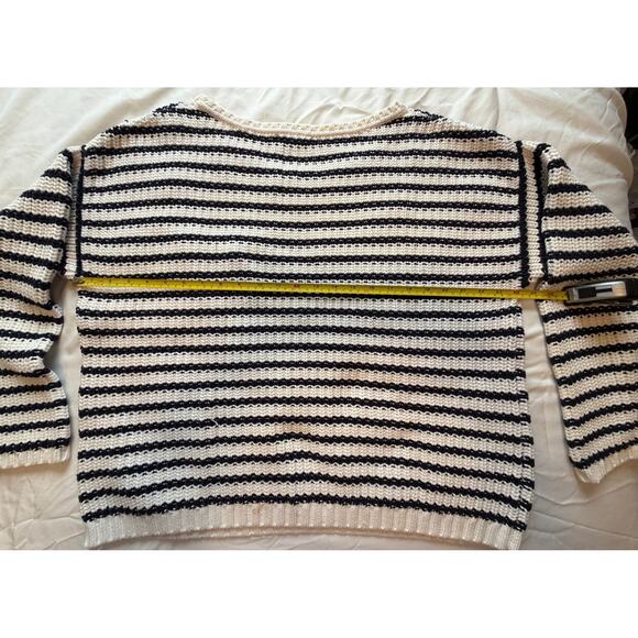 Tommy Hilfiger Women's Cable Knit Sweater Pullover Pocket White Navy XL - Picture 5 of 14